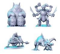 TYL | Dragon Quest 1 | Gray Unpainted Miniature Fantasy Miniatures for War Gaming, RPG 32mm - Scale Figures, Detailed Tabletop Boardgame Accessories, Realistic 3D Miniature (Combo of 4)