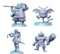 TYL | Dragon Quest 2 | Gray Unpainted Miniature Fantasy Miniatures for War Gaming, RPG 32mm - Scale Figures, Detailed Tabletop Boardgame Accessories, Realistic 3D Miniature (Combo of 4)