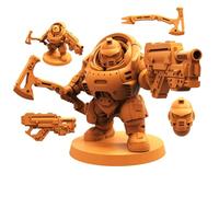 TYL Dwarf Space Colonists variations Gray Unpainted Miniature Fantasy Miniatures for War Gaming, RPG - Scale Figures, Detailed Tabletop Boardgame Accessories, Realistic 3D Miniature (C) (32mm)