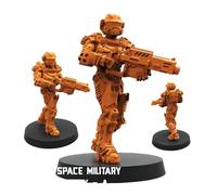 TYL | Human Space Military Infantry | Gray Unpainted Miniature Fantasy Miniatures for War Gaming, RPG 32mm - Scale Figures, Detailed Tabletop Boardgame Accessories, Realistic 3D Miniature (A)