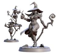 TYL Marwina the Witch Gray Unpainted Miniature Fantasy Miniatures for War Gaming, RPG 28mm - Scale Figures, Detailed Tabletop Boardgame Accessories, Realistic 3D Miniature (32mm)