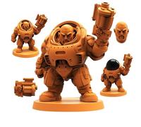 TYL MINIATURE FORGE Dwarf Space Colonists Variations Gray Unpainted 32mm Fantasy Miniature Miniatures for War Gaming, RPG & Tabletop Boardgame Accessories, Realistic 3D Figurine (A)