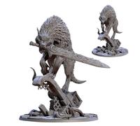TYL MINIATURE FORGE Fenrir the Old Wolf Unpainted Fantasy Miniature, 10cm - Scale Figure, Detailed Tabletop Boardgame Accessory, Realistic 3D Miniature
