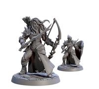 TYL | Noble Alfar Knights | Gray Unpainted Miniature Fantasy Miniatures for War Gaming, RPG 32mm - Scale Figures, Detailed Tabletop Boardgame Accessories, Realistic 3D Miniature (D)