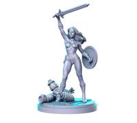 TYL | SUPER HEROES 7| Gray Unpainted Miniature Fantasy Miniatures for War Gaming, RPG 32mm - Scale Figures, Detailed Tabletop Boardgame Accessories, Realistic 3D Miniature (Wonder Woman)