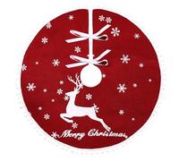 TYL&TYS Christmas Tree Skirt, 30 Inch Burlap Tree Skirt with White Reindeer and Snowflake Printed, Rustic Xmas Tree Mat for Merry Christmas Holiday Home Decor (Red)
