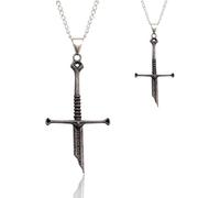 TYLAOXIAO Broken Sword Necklace,Ferroalloy Cross necklace,Performance Props,2Pcs,Silver,for men women
