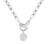 TYLDBNF Accessories 925 Sterling Silver Coin Toggle Necklace For Women, Toggle Paperclip Chain Padlock Pendant Necklace - Lock And Key, Heart, Coin Chain Pendant Necklace