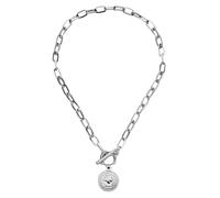TYLDBNF Accessories 925 Sterling Silver Coin Toggle Necklace For Women, Toggle Paperclip Chain Padlock Pendant Necklace - Lock And Key, Heart, Coin Chain Pendant Necklace