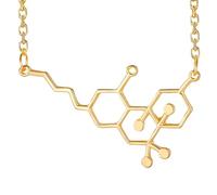 TYLDBNF Accessories 925 Sterling Silver Serotonin Necklace For Women And Men, Dopamine Molecule Necklaces Chemical Formula Necklace, Biochemistry Biochem Pendant Serotonin Dopamine Caffeine