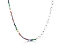 TYLDBNF Accessories 925 Sterling Silver Thick Green 2mm Tennis Paperclip Chain Choker Necklace n Winter Crystal Wedding Gift