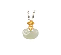 TYLDBNF Accessories Vintage S925 Necklace for Women Gold Plated Jade Ruyi Lock Handmade Classical Jewelry Women's Pendant Necklaces Charm Gift National Old Craft