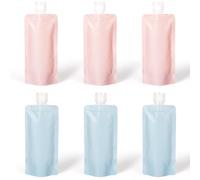 TYLEMAI 6 Pack Travel Pouches for Toiletries, 90ml/3fl oz PET Fluid Makeup Packing Containers Squeezable Refillable Leakproof Squeeze Pouches, Blue-Pink