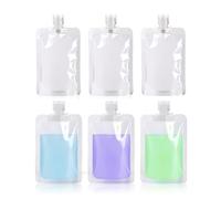 TYLEMAI 7 Pack Travel Pouches for Toiletries, 100ml/3.51fl oz Fluid Makeup Packing Bag Squeezable Refillable Clear Leakproof PET Plastic Squeeze Pouch Glass Perfume Bottle, Clear, Travel Liquid