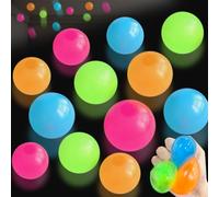Tylices 12pcs Glow in the Dark Sticky Balls Toys, Upgraded Glowing Sensory Ball Stick to The Ceiling, Stress Balls for Kids and Adults, Autism& ADHD Toys, Stocking Stuffers & Party Favors