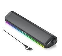 Tylubio Computer Speakers for Desktop, HiFi Stereo PC Soundbar with Dynamic RGB Lighting, USB & Type-C Plug&Play, Volume Control Knob, Wired Speakers for Gaming, Laptop, Monitor, Office Black