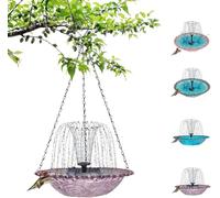 tylxayoxa Bird Bath, Hanging, Plastic Bowl With Solar Fountain, 9.3x18.1 In Round Feeder Multifunctional Wild For Balcony(D)