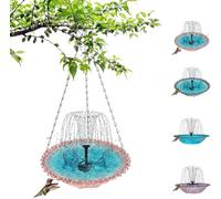 tylxayoxa Bird Bath, Hanging, Plastic Bowl With Solar Fountain, 9.3x18.1 In Round Feeder Multifunctional Wild For Balcony(B)