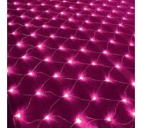 tylxayoxa Christmas Net Lights, 320 LED Connectable Mesh Fairy String,8 Modes Low Voltage Safe Adaptor for Xmas Trees, Bushes, Wedding(Pink,2m x 2m 144led)