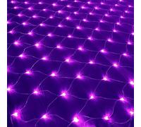tylxayoxa Christmas Net Lights, 880 LED Outdoor Fairy Mesh, 8 Modes Transparent Wire Connectable Bush Netting for Trees, Bushes(Purple,2m x 2m 144led)