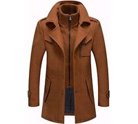 tylxayoxa Men's Wool Wool Coat Long Trench Coat Winter Casual Jacket Slim Fit Overcoat (Color : Braun, Size : M)