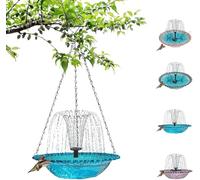 tylxayoxa Solar Cascade Hanging Bird Bath Fountain, Outdoor With, Humming Birdbath With Pump, Water, Attracts Hummingbirds(A)