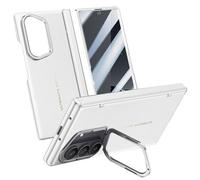 TYLYJSU Camera Holder Case for Samsung Galaxy Z Fold 7, Automatic Hinge Clear Screen Protector Phone Case Vegan Leather Business Slim Cover,White,Fold 7