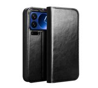 TYLYJSU Genuine Leather Case for Xiaomi 17 Pro Max/17 Pro/17, Card Slot Bracket Protect Scratches Soft Lining Case Fit 360° Full Body Protective Business,Black,17
