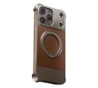 TYLYJSU Magnetic Case for iPhone17 Pro Max/17 Air/17 Pro/17, Aseismic Airmat inside Four Corners Cover 360°Rotating Kickstand Frosted Slim Borderless Case,Brown,17 Air