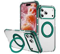 TYLYJSU Magnetic Case for Iphone17pro Max/17/17Pro/17Air, Invisible O-Ring 360°Spin Stand Screen Camera Protection Aseismic Four Corners Shockproof Cover,Green,17Air