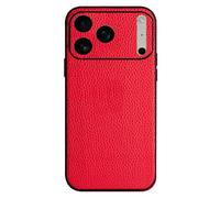 TYLYJSU Noble Case for iPhone 17 Pro Max/17 Pro/Air/17, Magnetic Slim Luxury Genuine Grain Leather Camera Protection Cover,Red,17