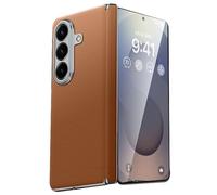 TYLYJSU Ultra Thin Case for Samsung Galaxy Z Fold 7, Magnetic Luxury Genuine Leather Hinge Back Phone Cover Business Camera Protection Cases,Brass,Fold 7