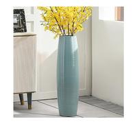 TYLZDZ Blue Tall Glossy Ceramic Vase, Modern Home Decor, Large Size, Fit For Fresh Flowers, Dried Flowers, Living Room Decoration (37in)