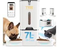 TYM Automatic Cat Feeder with 2 Camera for 2 Cats,7L Dog Automatic Feeder with Night Vision 2K 4MP 5G WiFi Cat Feeder with Smart App Two-Way Audio Privacy Masking-Stainless Steel