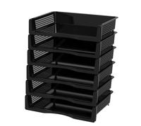 Tyminin Plastic Letter File Trays, 6 Tier Desk Organiser, Mesh Paper Holder Storage Filing Trays for A4 Papers, Black