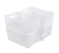 Tyminin Plastic Stacking Open Storage Boxes for Freezer, Frosted Transparent, 6 Packs, f