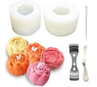 TYMKLMZG 2 Pack Bud Flower Mold for Candle Making, Moldes para Velas, Soap Making Silicone Molds with Candlewick Needle for Resin Casting Craft Making, Soy Wax, Cake, Soap