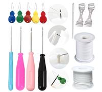 TYMKLMZG Mold Punch Needle with Hook & Eye,Candle Wick Inserting Tool for Molds Large-Eye Needle for Candle Silicone Molds,Candle Wick Roll 200 Ft 24 Wick Spool(2 Style),Threader,Candle Wick Holders