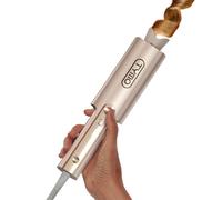 TYMO CurlPro Plus Hair Curler Automatic Rotating - Long Barrel Curling Wand for Long Hair, Ceramic Curling Iron for Women, Anti-Scald, Tangle-Free, 600M Ionic, Dual Voltage, UK Plug, Gold, 32 mm