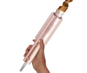 TYMO CurlPro Plus Hair Curler Automatic Rotating - Long Barrel Curling Wand for Long Hair, Ceramic Curling Iron for Women, Anti-Scald, Tangle-Free, 600M Ionic, Dual Voltage, UK Plug, Gold Blush, 32 mm