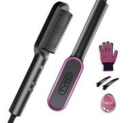 TYMO Hair Straightener Brush UK, Flat Iron and Hair Brush 2-in-1, Anti-Scald,