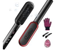 TYMO Hair Straightener Comb Plus - Hair Straightening Brush & Iron with Nano Titanium Coating for Even Heat, 9 Temperature Settings & LED Screen,