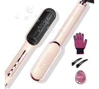 TYMO Ring Plus Hair Straightener Brush with Ionic UK - Straightening Brush with Nano Titanium Coating for Even Heat, 9 Temperature Settings & LED Screen, Hot Comb,Professional Hair Tools for Styling
