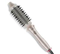 TYMO STYLUX Thermal Brush - Heated Round Curling Brush, Blowout Volumizer with Flexi-Fit Tech for Hair Styling, Curling Styler Tool, Hair Straightener and Curler 2 in 1, Dual Voltage, Gold, 1.5 Inch