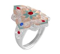 TYMONT 999 Sterling Silver Floral Openwork New Chinese-Style Ring Women's Fashionable Versatile Adjustable Open Ring Jewelry Accessories