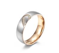 TYMONT Combination Love Couple Ring Half Heart Titanium Steel Ring Ritual Gift Birthday Valentine's Day Gift,Gold,10