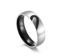 TYMONT Combination Love Couple Ring Half Heart Titanium Steel Ring Ritual Gift Birthday Valentine's Day Gift,Black,9
