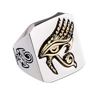 TYMONT Eye of Horus Ring Retro Egyptian Pharaoh Demon Eye Ring Hip Hop Locomotive Men's Jewelry,Silver,9