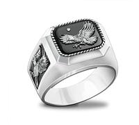 TYMONT Flying Eagle Ring, Men Fashion Eagle Signet Ring,American Flag Bald Eagle Ring Punk Animal Jewelry,Silver,8