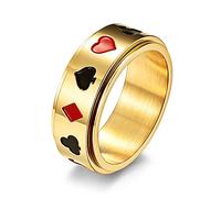 TYMONT Gothic Playing Playing Playing Ring,Stainless Steel Playing Playing Set Men 8mm Slim Fit Anxiety Relief Ring,Gold,12